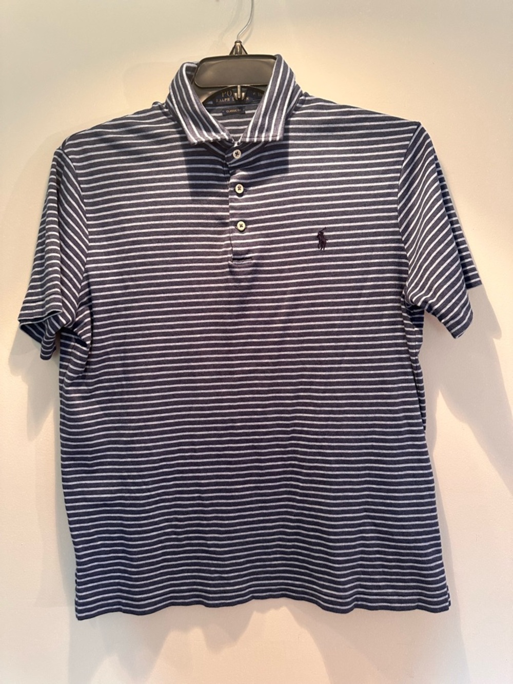 Ralph Lauren Men’s Navy & White Striped Polo Shirt